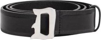 Dondup Leren Riem met Logo Gesp - unisex - Riemen - Zwart - 100 CM - Leer - Accessoires