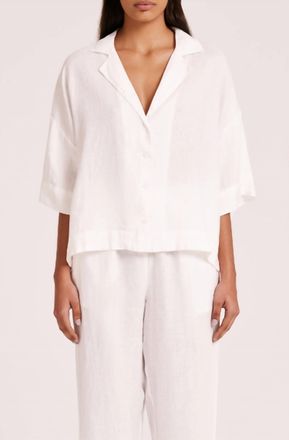 Nude Lucy Lounge Linen Shirt Top In White