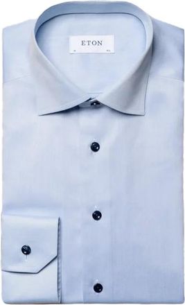 Eton Lichtblauw Eton overhemd signature twill katoen contemporary twill