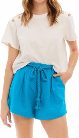 Allison New York Brooklyn Tee With Gold Buttons In White