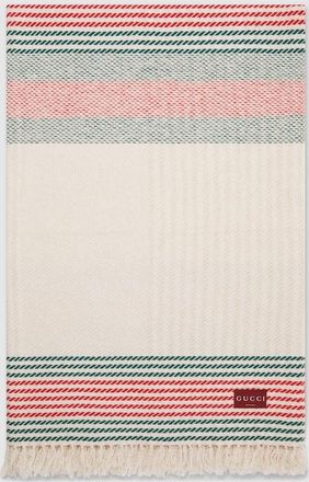 Gucci Cashmere Jacquard Blanket With Web, Beige