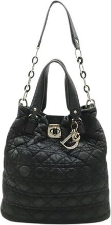 Dior Pre-owned Cannage Nylon Leather 2way Tote Bag - Dames - Vintage Tas - Zwart - ONE Size - Nylon - Vintage