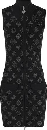 Casablanca Jacquard Mini Dress With Center Zipper And Logo Pattern