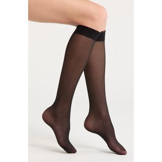 Nordstrom Semisheer Back Seam Knee High Socks in Black- Pink Wisp at Nordstrom, Size 9