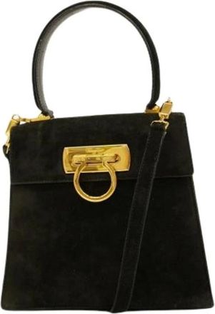 Ferragamo Pre-owned Handbags, female, Black, Size: ONE SIZE Pre-owned Suede Handbag