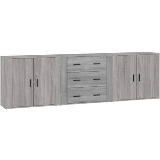 vidaXL Aparadores 3 Piezas Madera Contrachapada Gris Sonoma Vidaxl