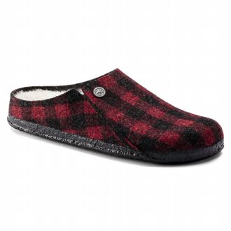 Birkenstock Womens Zermatt Shearling Shoes - Narrow Width In Plaid Red