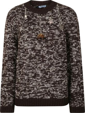 Prada Truien & Vesten, Dames, Veelkleurig, S, Wol, Tweekleurige Oversized Trui van Wol