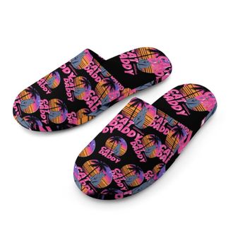 Generic Vintage Cat Daddy Mens Cozy Memory Foam Slippers Warm Cotton House Shoes Comfy Slipper for Indoor Outdoor