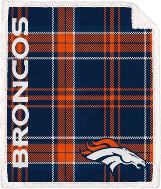 Pegasus Sports Denver Broncos Nfl Team Classic Plaid Sherpa Throw
