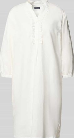 White Label Knielanges Tunikakleid aus Leinen-Baumwoll-Mix in Weiss, Gr&ouml;&szlig;e 34