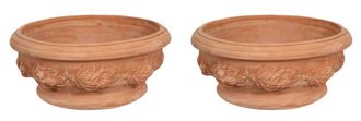 Biscottini International Juego De 2 Jarr&oacute;n De Terracota Made In Italy Macetero Exterior Maceta Para Balc&oacute;n Redonda 40x19 Cm Jardinera Redonda Para Jard&iacute;n