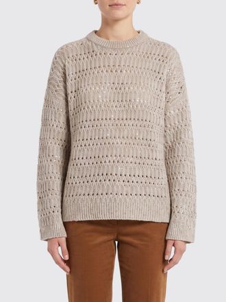 Brunello Cucinelli Pullover girocollo Brunello Cucinelli in misto lino con paillettes