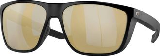 Costa Mens Ferg Xl Square Polarized Sunglasses In Matte Black/sunrise Silver Mirror