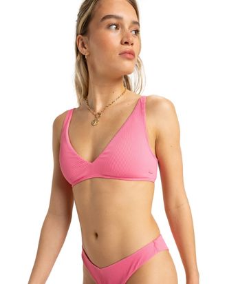 Roxy Triangel-Bikini-Top ROXY Rib Roxy Love The Oceana V, Damen, Gr. XXL, Cup B, pink (pink carnation), Obermaterial: 91% Nylon, 9% Elasthan;, Bikini-Obert