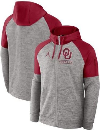 Jordan Brand Mens Jordan Brand Heather Gray Oklahoma Sooners Fitness Raglan Performance Full-Zip Hoodie at Nordstrom, Size Large