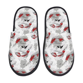 Generic Mens Slipper Koi Fish Print Cosy Womens Slippers Comfortable Plush Home Slippers Indoor Guest L
