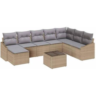 vidaXL Garden Sofa Set 8 pcs Beige and Light Grey Poly Rattan vidaXL