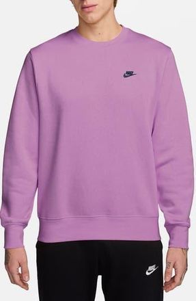 Nike Club Brushed Fleece Crewneck Sweatshirt in Light Magenta/Midnight Navy at Nordstrom Rack, Size Xx-Large