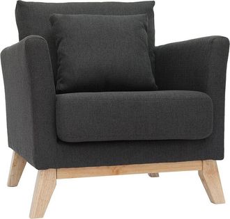Miliboo Miliboo - Sill&oacute;n N&oacute;rdico Gris Oscuro Patas Madera Clara Oslo