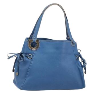 Ferragamo Pre-owned Tote Bag - Dames - Pre-owned - Blauw - Maat: ONE Size Leer