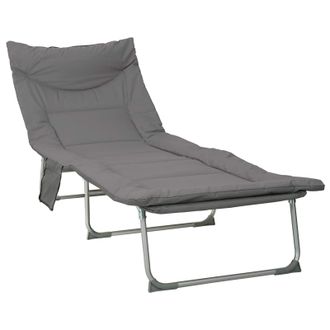 vidaXL Tumbona Plegable Con Coj&iacute;n Gris Antracita Vidaxl