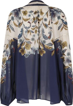 Farm Rio Golden Nature Scarf Collar High-Neck Viscose Blouse