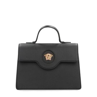 Versace Handbags, female, Black, Size: ONE SIZE La Medusa Leather Handbag
