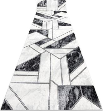 RugsX Rugsx - Alfombra De Pasillo Emerald Exclusivo 81953 Glamour, Elegante Geom&eacute;trico Negro / Plata 120 Cm Black 120x170 Cm