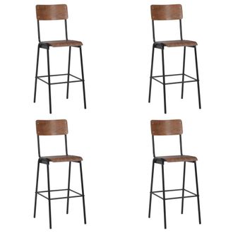 vidaXL Vidaxl - Taburetes De Cocina 4 Unidades Madera Contrachapada Y Acero