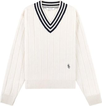 Sporty & Rich Maglione a righe con scollo a V - Toni neutri