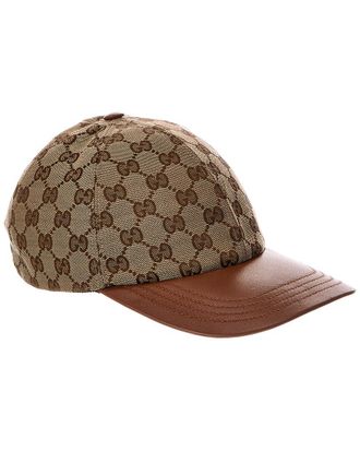 Gucci Gg Canvas & Leather Baseball Hat