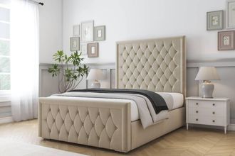 Comfort Beds Hilton Coniston Bed Frame With Mattress-50 Upholstered in Cream | Size: Double