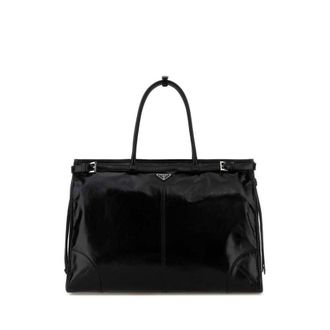 Prada Black Leather Large Shopping Bag Nero Borse A Tracolla