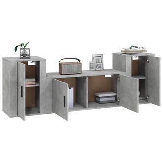 Berkfield Home Classic 3 Piece TV Cabinet Set Concrete Grey Engineered Wood