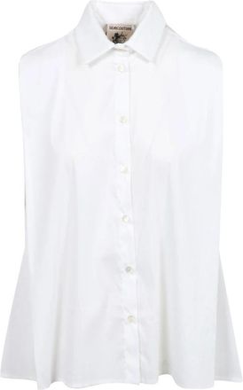 Semicouture Mouwtjesloze Poplin Blouse - Dames - Overhemden - Wit - M - Katoen - Overhemden