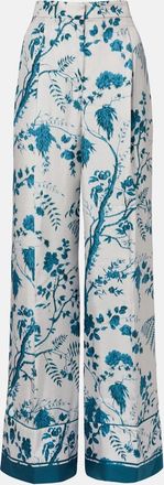 Erdem Pantaloni pigiama in seta con stampa floreale