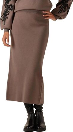 Object Reynard HW Knit Skirt - Dames - Midirokken - Beige - L - Polyester - Rokken