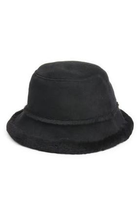 UGG Sheepskin Bucket Hat in Black at Nordstrom Rack, Size Large/x-Large