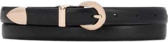 Kazar Zwarte leren riem met afgeronde gesp - Dames - Riemen - Zwart - 90 CM - Leer - Accessoires