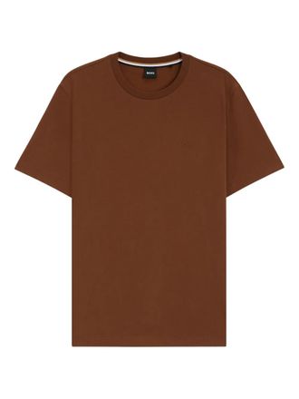 BOSS logo-print crew-neck T-shirt - men - Cotton - S - Brown