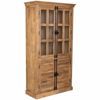 Wanderlust Deco Vitrina De Madera Con 4 Puertas Marr&oacute;n 110x45x200h Cm