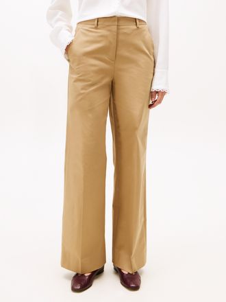 Tommy Hilfiger Anzughose TOMMY HILFIGER COTTON WIDE LEG PANT, Damen, Gr. 34, N-Gr, driftwood taupe, Web, Obermaterial: 65% Baumwolle, 33% Lyocell, 2% Elasthan, unifa