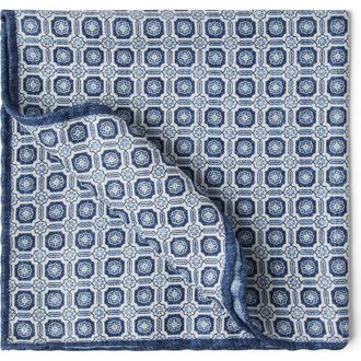 Brunello Cucinelli Pocket square with pattern in Blue at Nordstrom