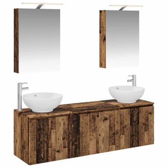 vidaXL Juego De Muebles De Ba&ntilde;o 5 Pcs Madera Envejecida Vidaxl