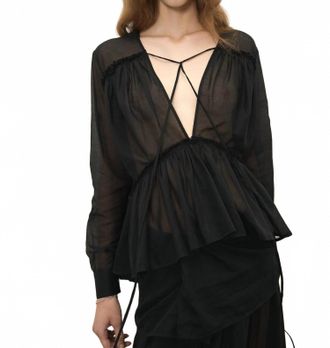 Paris Georgia Silk Voile Top In Black