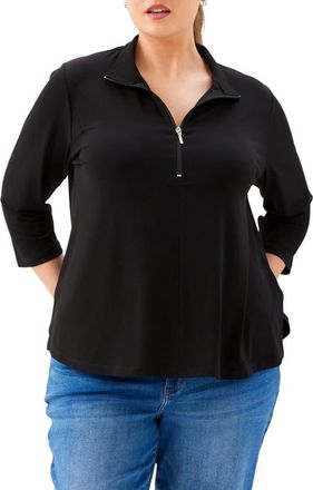 Karen Kane Half Zip Travel Jersey Top in Black at Nordstrom, Size 2 X