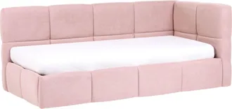 Beliani Divano Letto Imbottita Con Pouf Contenitore A Forma Di 90x200 Cm Rosa Lato Destro Jacou