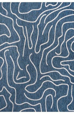 Jonathan Y Designs Nolan Modern Coastal Organic Shapes Indoor/Outdoor Area Rug in Navy/cream at Nordstrom, Size 8Ft 0In X 10Ft 0In