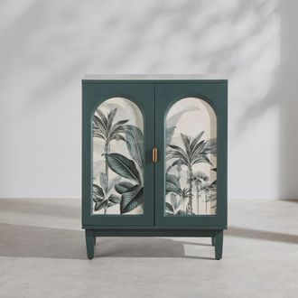 Maisons du monde Aparador de MDF verde con motivo tropical 80 cm